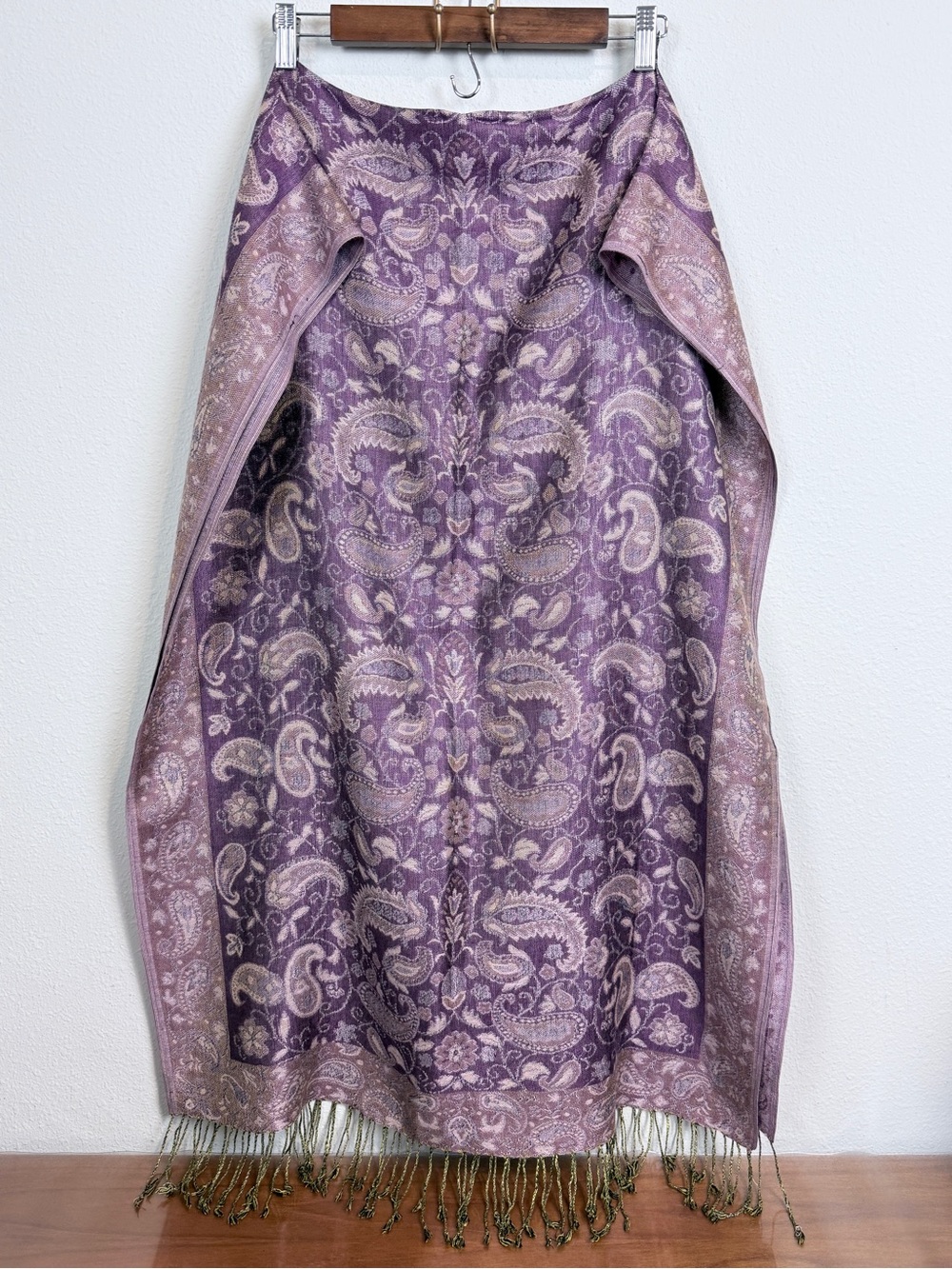 Purple Paisley Pashmina Wrap Scarf 26x72”